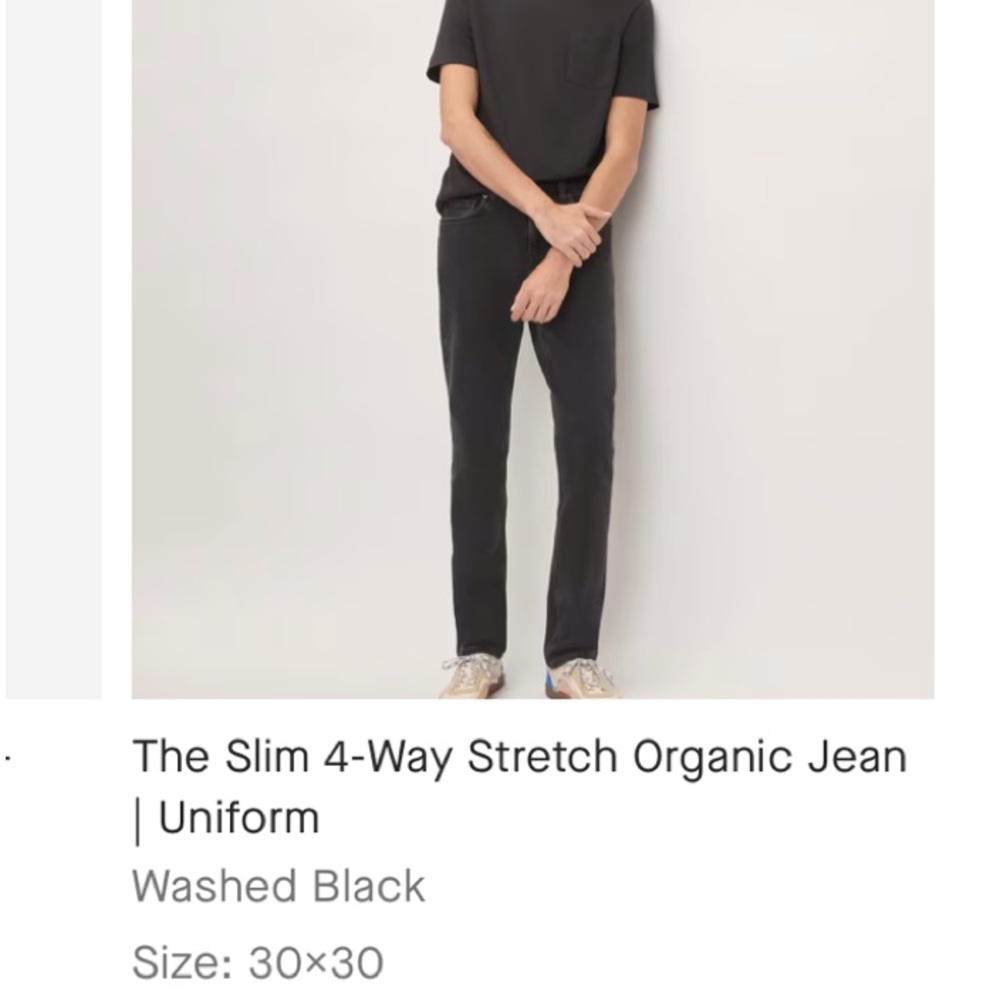Everlane Slim 4-Way Stretch Organic Jean  Washed Black